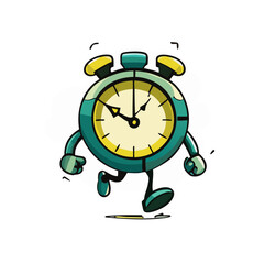Time is running out, beautiful cartoon character of a clock smiling, clock illustration, time is running out concept.