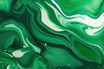 Beautiful Abstract Desktop Wallpaper. Green Marble Fluid Illustration Pattern. Green Fluid Art. Generative AI