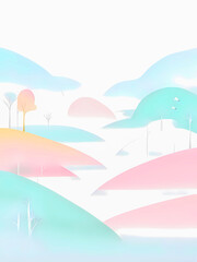 Minimalism abstract landscape 4.
Minimalism abstract art: landscape in soft colors. AI-generated digital illustration.