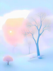 Minimalism abstract landscape 7.
Minimalism abstract art: landscape in soft colors. AI-generated digital illustration.