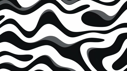 Wavy swirl brush trokes. Curved Lines. Black and White Wallpaper for design. Desktop Background. Design Template. Seamless design. 