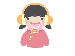 イヤーマフとマフラーをした冬服の女の子