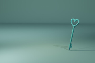 3d render of blue skeleton key