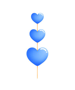 Blue hearts on a stick