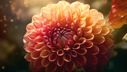 Vibrant multi colored dahlia blossom, focus on foreground, no people generated by AI