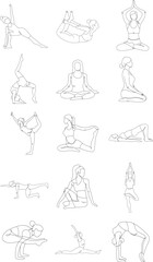 Line Art Woman Yoga Poses Illustration