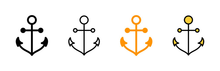 Anchor icon set vector. Anchor sign and symbol. Anchor marine icon.