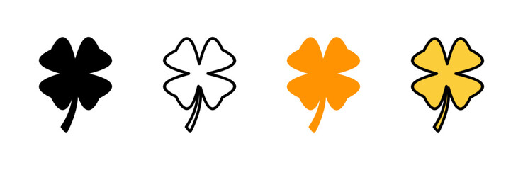 Clover icon set vector. clover sign and symbol. four leaf clover icon.