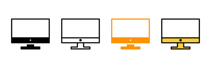 Computer icon set vector. computer monitor sign and symbol