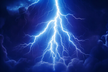 Electric flash of lightning on a blue background