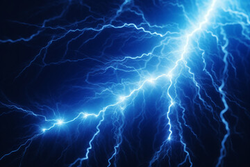 Electric flash of lightning on a blue background