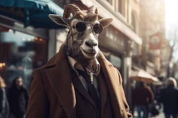 Foto op Plexiglas Anthropic Animals in Urban Settings - Sophisticated City Life Captured through Animals in Business Attire, Engaging with Technology and Urban Elements, Ideal for Modern Themes, AI © overlays-textures