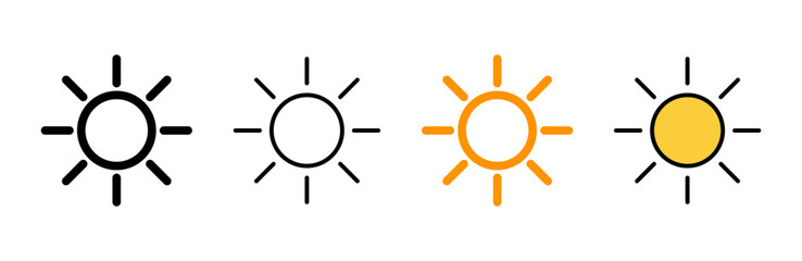 Sun icon set vector. Brightness sign and symbol. - obrazy, fototapety, plakaty