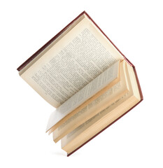 Fototapeta premium Open old hardcover book isolated on white