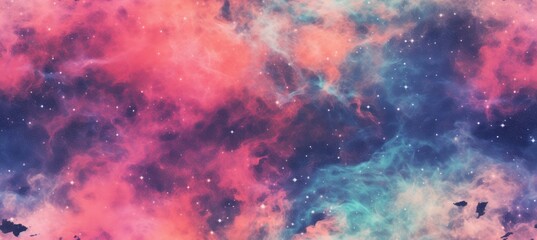 Obraz na płótnie Canvas Galaxy nebula space background. Risograph print texture. Generative AI technology.