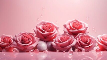 beautiful pink roses or flowers of love that promote the romance of couples. Love on Valentine day or wedding. It expresses your love for your someone special to you.Valentine day, Generative Ai