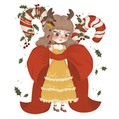 Big red bow and little deer