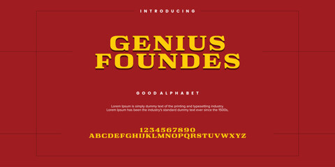 Genius Foundes Modern minimal abstract alphabet fonts. Typography technology, electronic, movie, digital, music, future, logo creative font. vector illustration