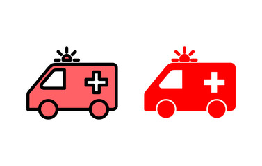 Ambulance icon set illustration. ambulance truck sign and symbol. ambulance car