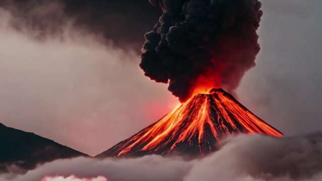 spectacular volcanic eruption, footage, 4k footage, short video