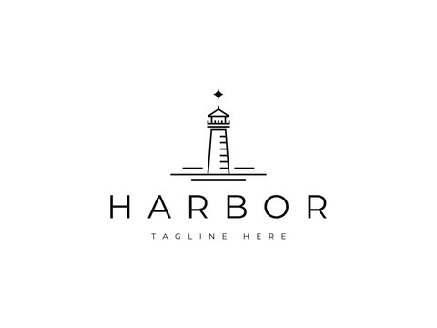 lighthouse tower line logo design