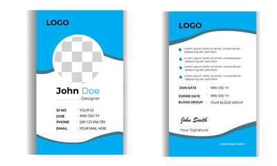 Double-sided Modern Identity Card template. Portrait Position. Company employee ID card design