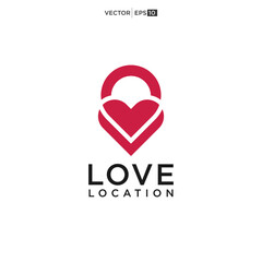 love location logo with heart and map marker