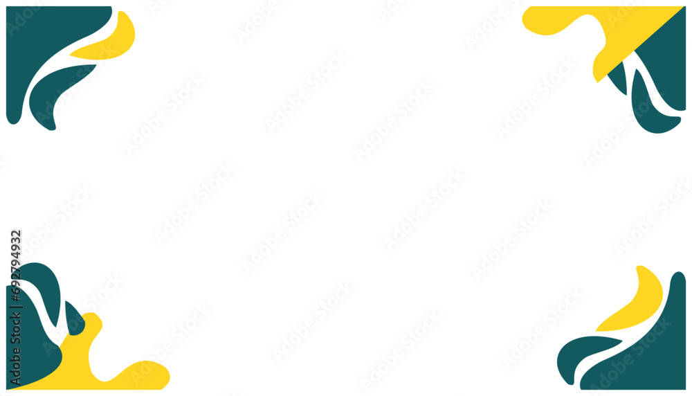 Poster illustration of a frame with a yellow and green pattern on a white background. simple frame border t