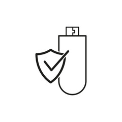 Flash drive security icon. USB flash drive with padlock symbol. Vector illustration. EPS 10.