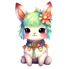 Cute Lama Big Eyes Clipart Illustration