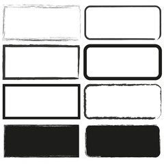 Grunge style set of square and rectangle shapes. Vector illustration. EPS 10.
