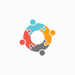 Collaborative Solutions Logo - Four Colored Puzzle Pieces Interlocked in a Circle Representing Team Integration and Problem Solving