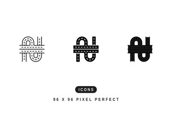 Freeway Icon. Highway Road Bridge Pictogram Graphic Illustration. Isolated Simple Line Icon For Infographic, App and Web Button.