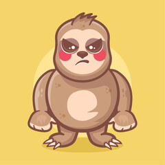 serious sloth animal character mascot with an angry expression isolated cartoon