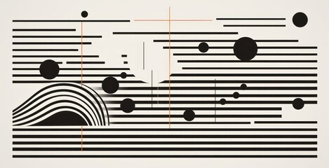 Minimal 20s geometric design poster, template with primitive shapes, Generative AI 