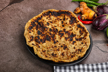 Indian cuisine stuffed Aloo paratha