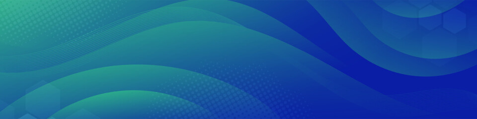 Abstract green blue banner color with a unique wavy design. It is ideal for creating eye catching headers, promotional banners, and graphic elements with a modern and dynamic look. - obrazy, fototapety, plakaty