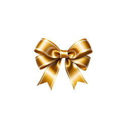 Gold star gift bow ribbon isolated on transparent or white background