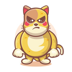 serious cat animal character mascot with an angry expression isolated cartoon