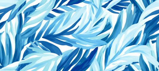 Blue leaves background. Risograph print texture. Generative AI technology. 