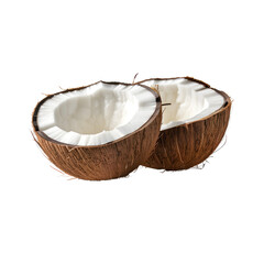 A Coconut pieces isolated on transparent or white background