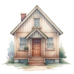 Watercolor old house isolated