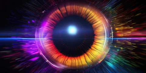 Foto op Aluminium Human multicolored iris of the eye animation concept © paisorn