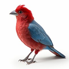 Red and Blue Bird on White Background