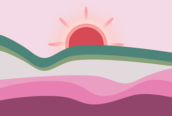 Pink Sunset Motif Cards T Shirt or Wall Art