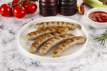 Grilled natural organick white sausages