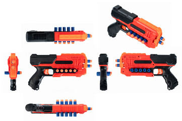 Different view of nerf blaster toy gun - obrazy, fototapety, plakaty