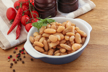 Whinte canned kidney beans in the bowl