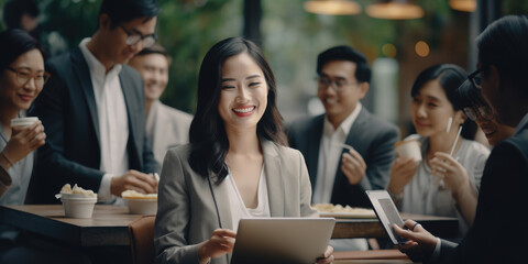 Fototapeta premium Group of asian business people working together in office