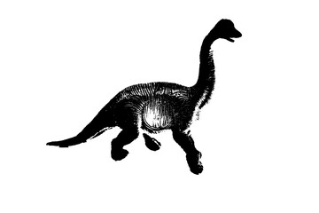 black dinosaur silhouette isolated on white background, model of dinosaurs toys © sutichak